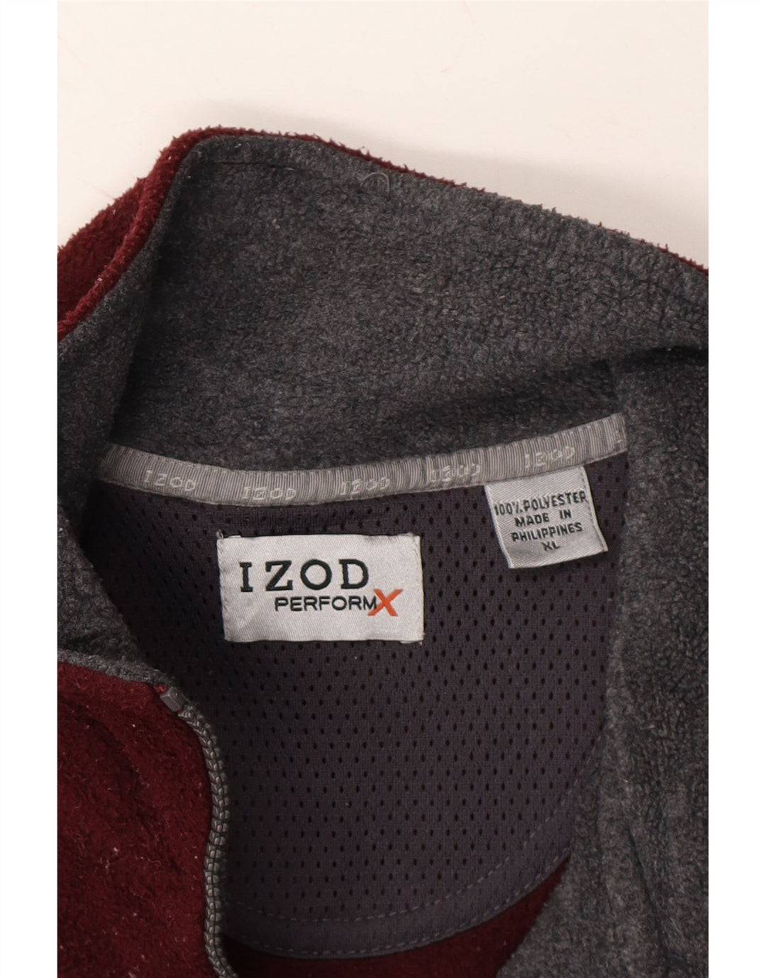 IZOD Mens Zip Neck Fleece Jumper XL Maroon Polyester Vintage Izod and Second-Hand Izod from Messina Hembry 