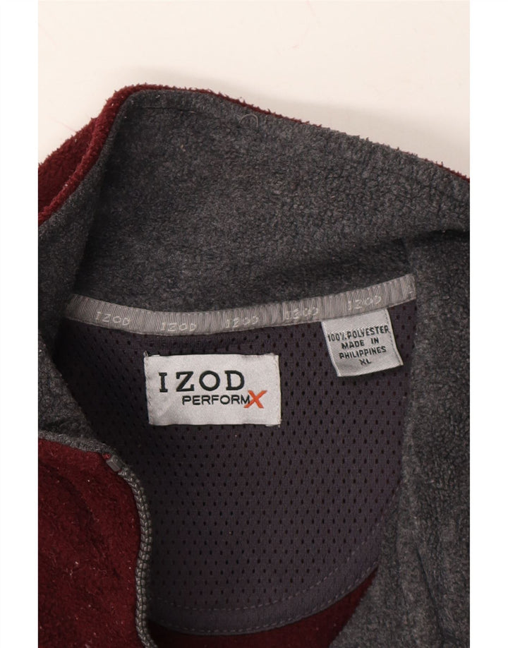IZOD Mens Zip Neck Fleece Jumper XL Maroon Polyester Vintage Izod and Second-Hand Izod from Messina Hembry 