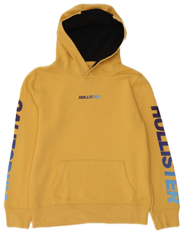 HOLLISTER Mens Graphic Loose Fit Hoodie Jumper XS Yellow Cotton