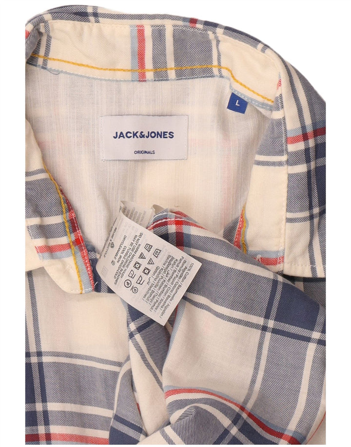 Jack & Jones Ανδρικό κοντομάνικο πουκάμισο μεγάλο μπλε βαμβακερό