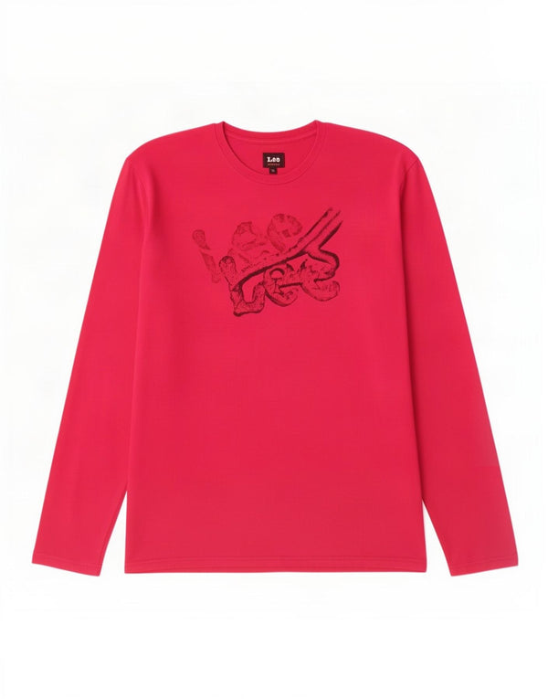 Lee Womens Graphic Top Μακρυμάνικο UK 18 XL Ροζ Βαμβακερό