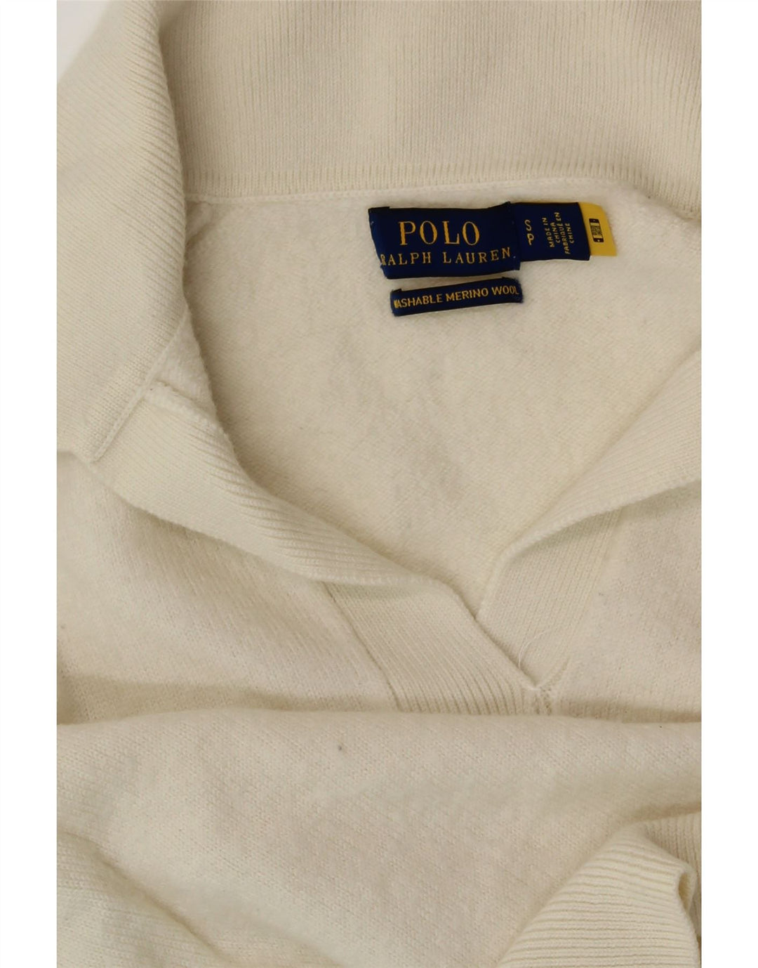 POLO RALPH LAUREN Γυναικείο πουλόβερ με λαιμό πόλο UK 10 Small Off White