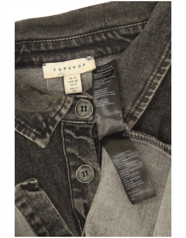 Topshop Γυναικείο Τζιν Πουκάμισο Ηνωμένου Βασιλείου 12 μεσαίου γκρι βαμβακερό