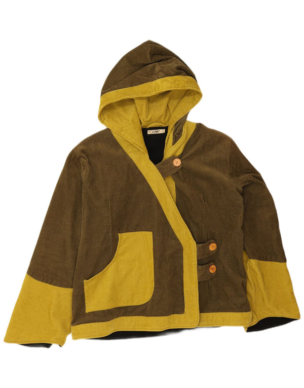 Coline Γυναικείο Κοτλέ μπουφάν με κουκούλα UK 16 Large Khaki Colourblock