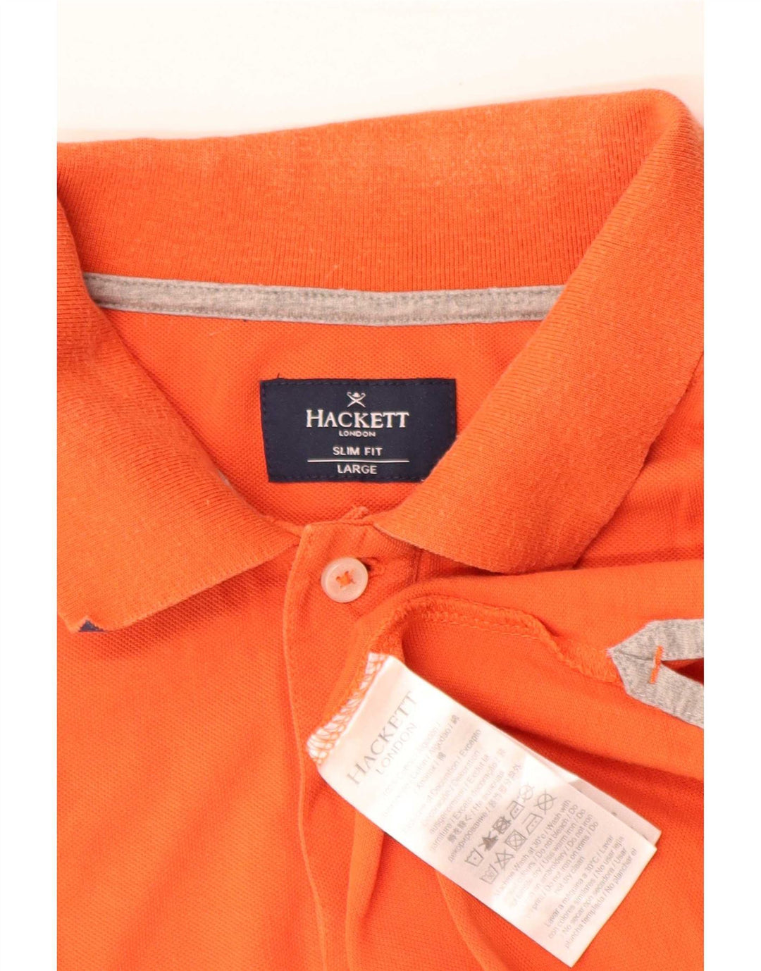 Ανδρικό μπλουζάκι πόλο Hackett Slim Fit μεγάλο πορτοκαλί βαμβακερό