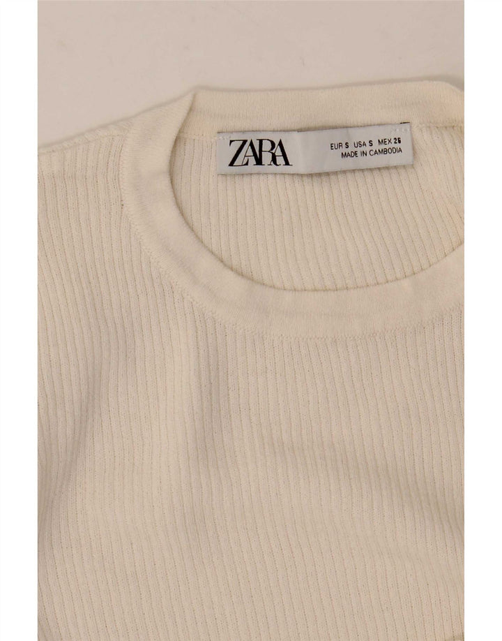 Zara Womens One Shoulder Top Μακρυμάνικο UK 8 Small White