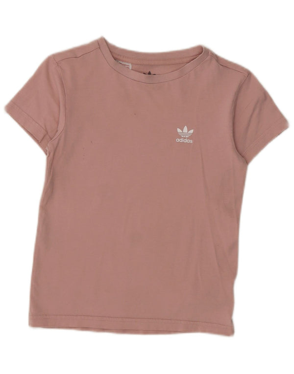 Adidas Girls T-Shirt Top 7-8 Years Pink Cotton