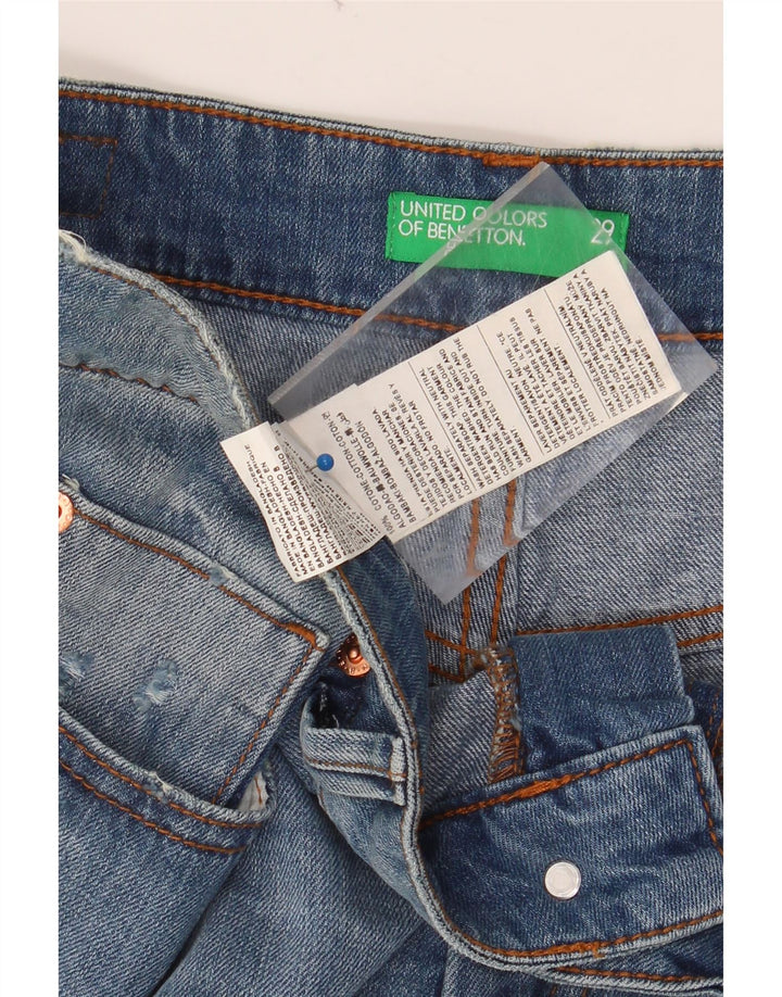BENETTON Mens Denim Shorts W29 Small Blue Cotton