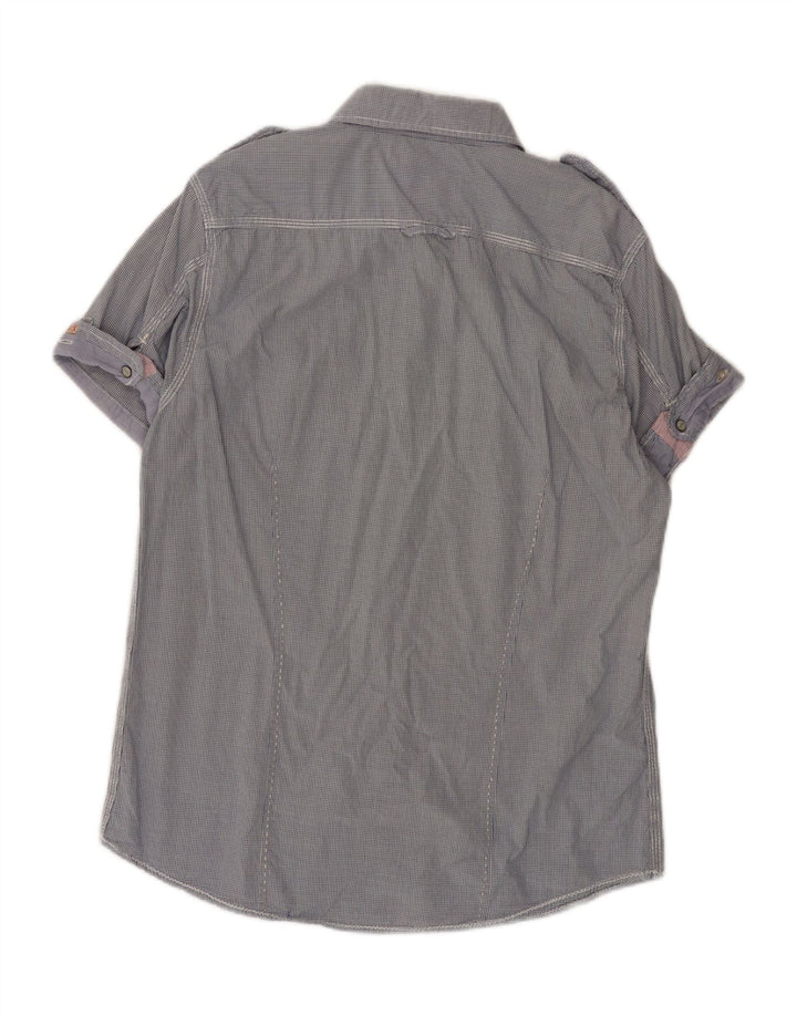 Ανδρικό κοντομάνικο στρατιωτικό πουκάμισο SCOTCH & SODA Μεγάλο μπλε βαμβακερό Gingham