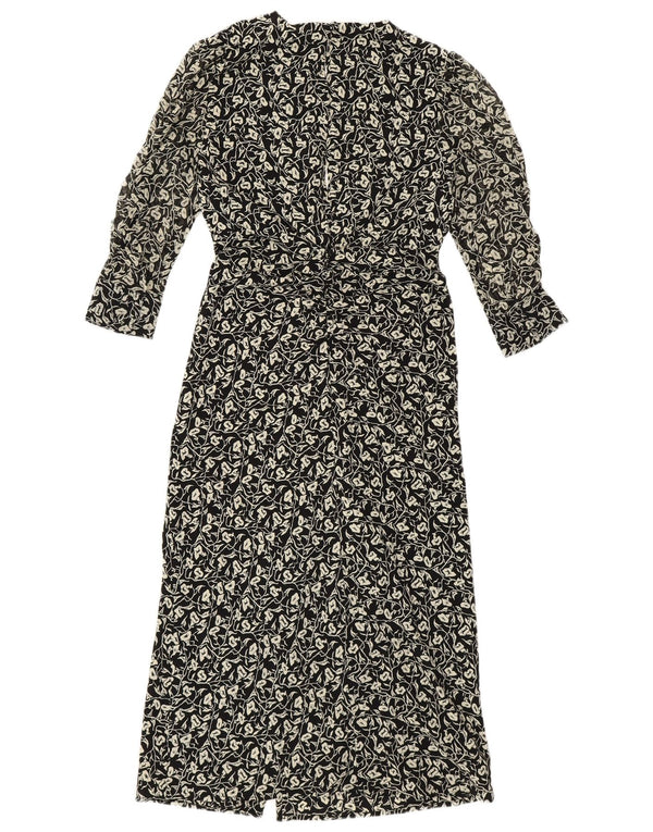 Topshop Γυναικείο μάξι φόρεμα με μανίκια 3/4 UK 4 XS μαύρο φλοράλ πολυεστέρας