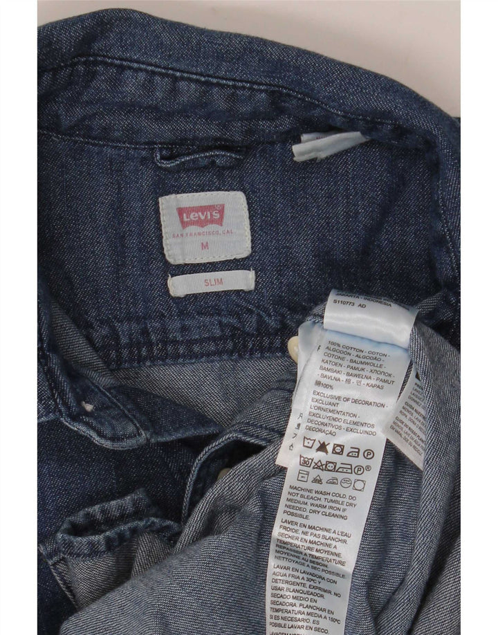 Ανδρικό τζιν πουκάμισο Levi's Slim Fit, μεσαίο μπλε βαμβακερό