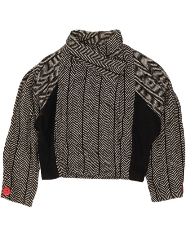 Vintage Γυναικείο Crop Μπουφάν Blazer US 1 XS Μαύρο Μαλλί ψαροκόκαλο