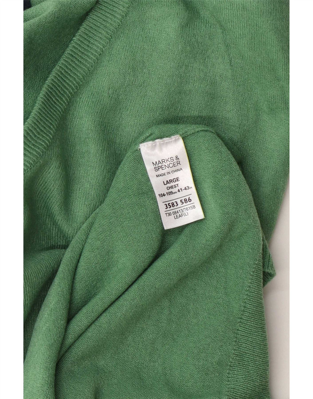 Marks & Spencer Ανδρικό πουλόβερ με λαιμόκοψη με λαιμόκοψη μεγάλο πράσινο ακρυλικό