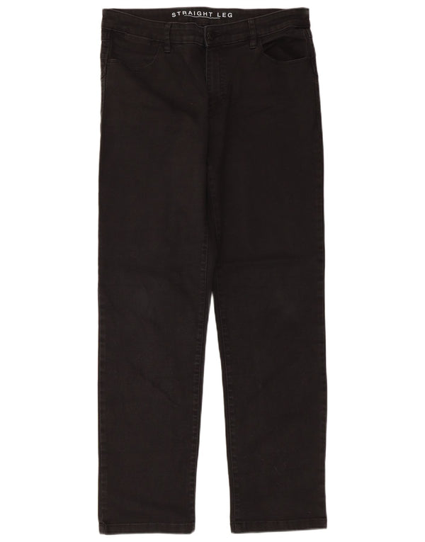 Marks & Spencer Γυναικείο ίσιο casual παντελόνι UK 14 μεγάλο W32 L28 μαύρο