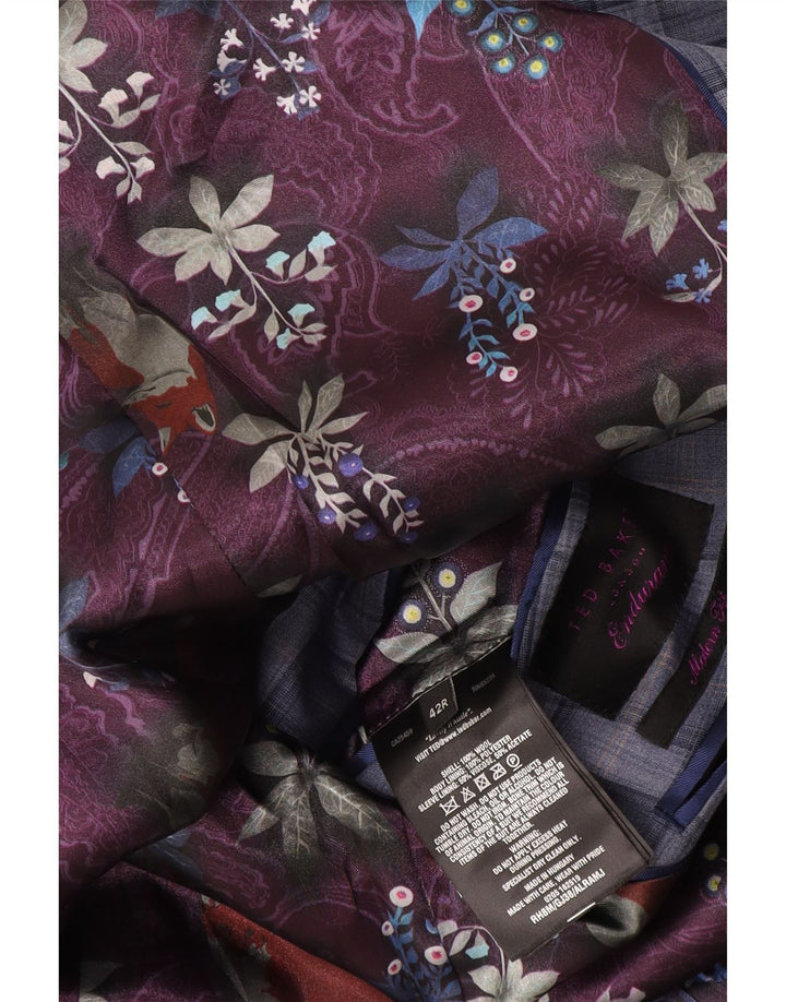 Ted Baker Ανδρικό σακάκι με 2 κουμπιά σακάκι UK 42 XL Blue Check Wool