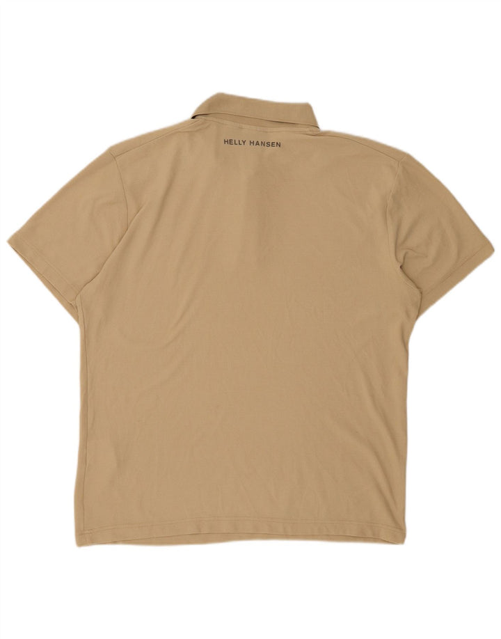 HELLY HANSEN Mens Polo Shirt Large Beige Polyamide