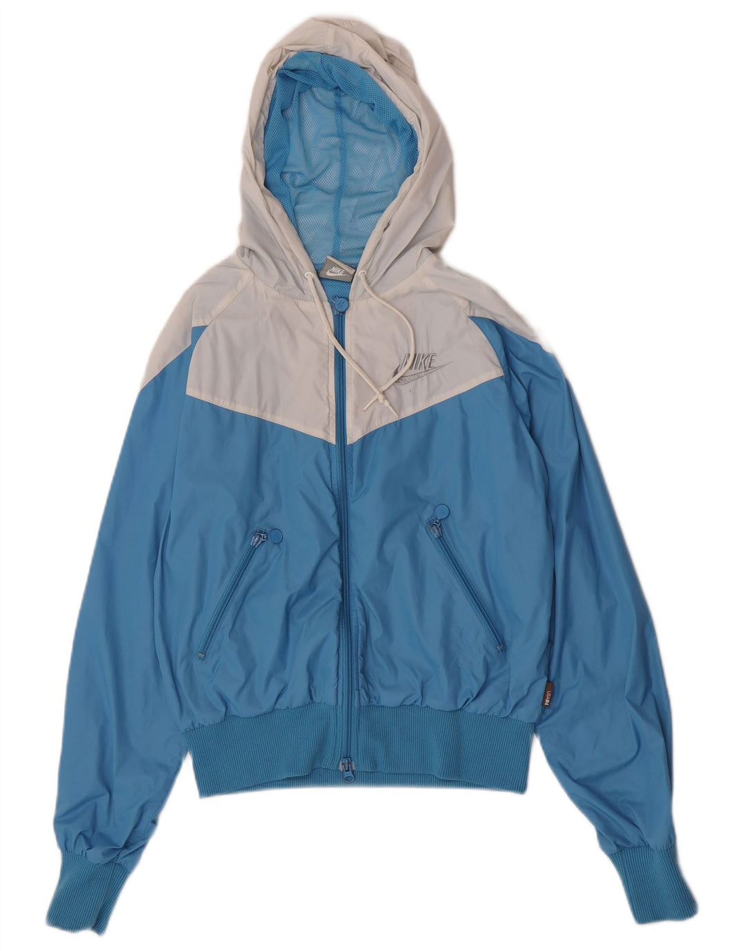 Nike γυναικείο μπουφάν βροχής με κουκούλα UK 10/12 Medium Blue Colorblock Nylon