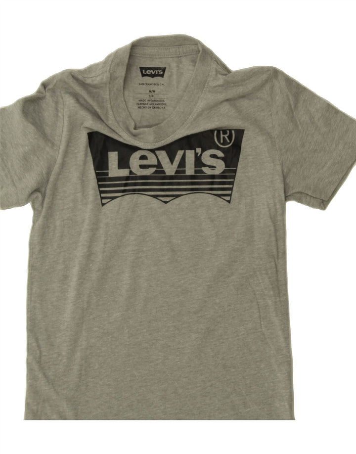LEVI'S Boys Graphic T-Shirt Top 7-8 Years Medium Grey Cotton Vintage Levi's and Second-Hand Levi's from Messina Hembry 