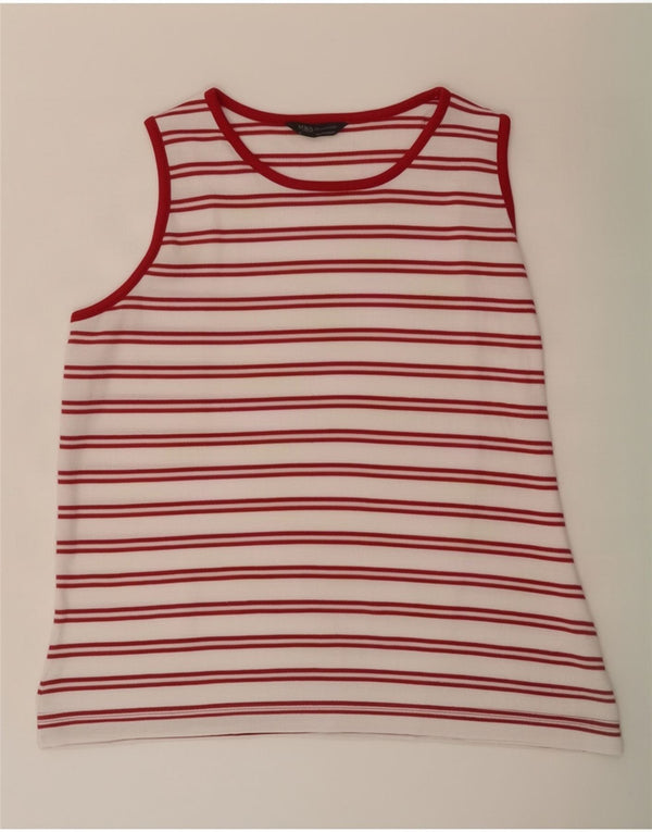 Marks & Spencer Γυναικείο γιλέκο τοπ UK 16 μεγάλο κόκκινο ριγέ βαμβακερό