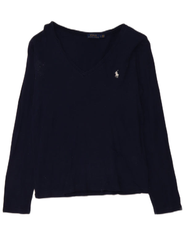 POLO RALPH LAUREN Γυναικείο μακρυμάνικο μπλουζάκι UK 14 Large navy blue βαμβακερό