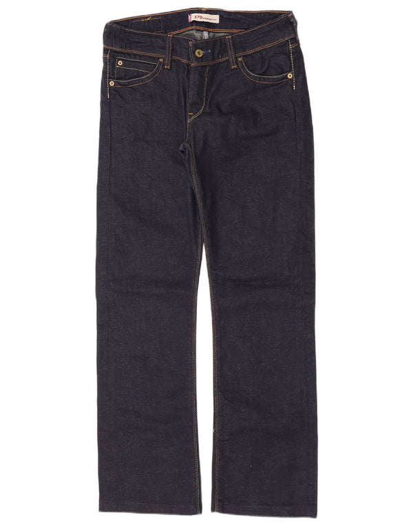 Levi's Womens 570 Straight Jeans W32 L31 Navy Blue Cotton