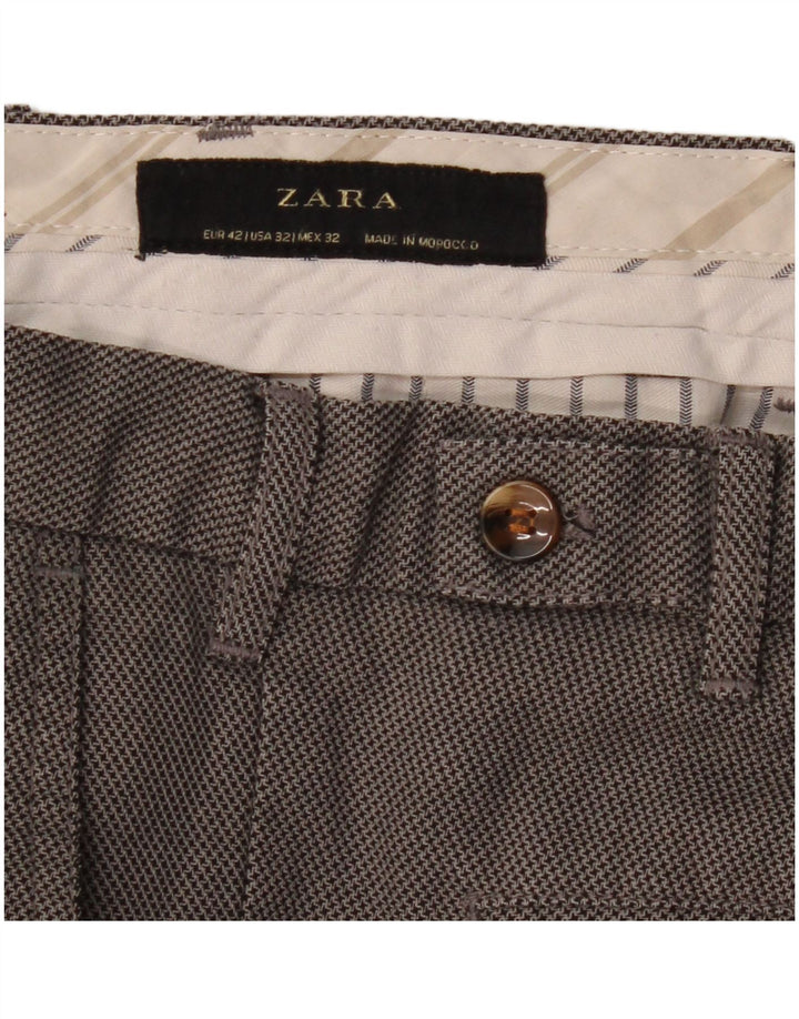 ZARA Ανδρικό Slim Suit Παντελόνι EU 42 Large W32 L28 Grey Houndstooth