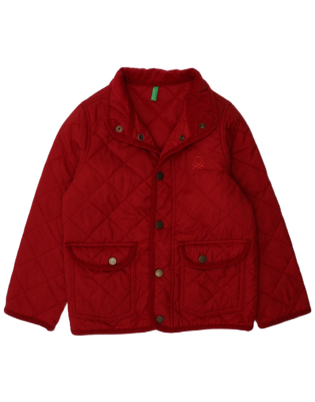 Benetton Girls Quilted Jacket 4-5 Years XS Red Polyamide