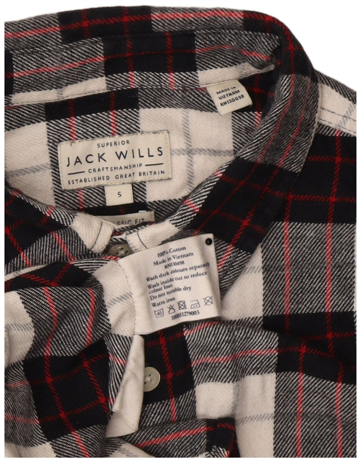 Jack Wills Ανδρικό φανελένιο πουκάμισο σε κλασική εφαρμογή, μικρό μαύρο βαμβακερό