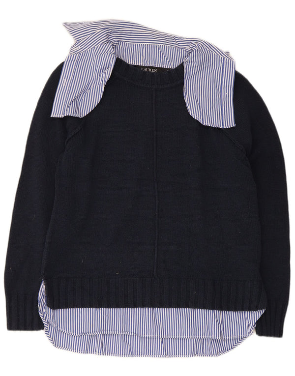 Polo Ralph Lauren Γυναικείο πουλόβερ με λαιμό πόλο UK 10 Small Navy Blue