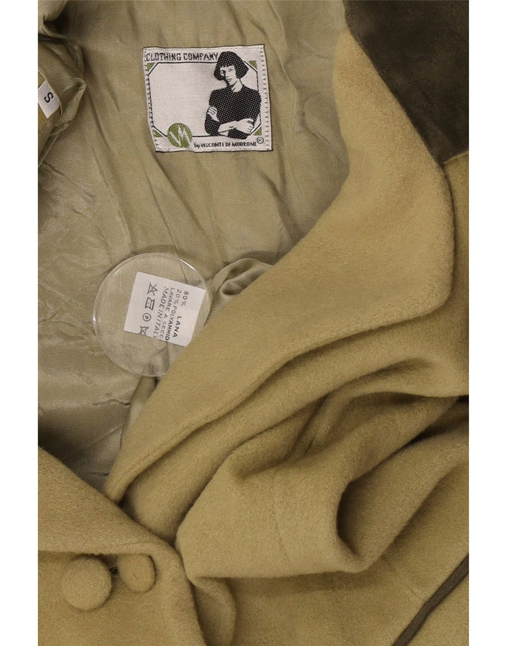 Vintage γυναικείο διπλό μπουφάν σακάκι UK 10 Small Khaki Wool