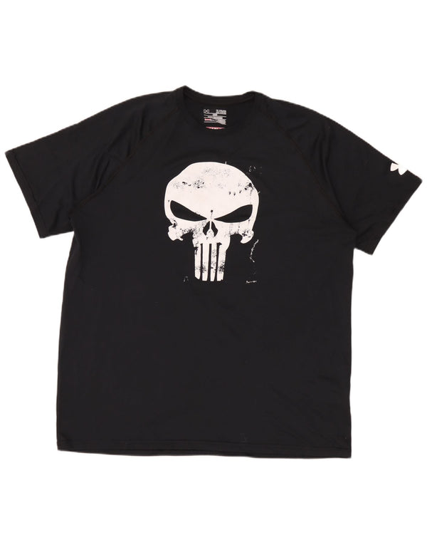 Under Armour Mens Heat Gear Graphic T-Shirt Top XL Μαύρο Πολυεστέρας