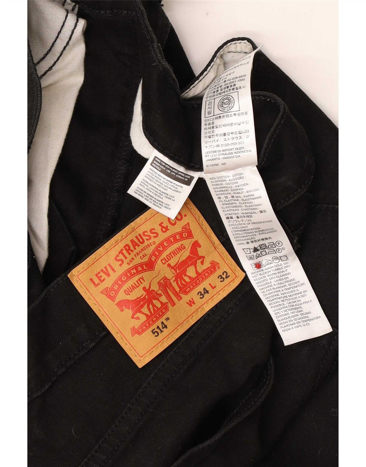 Levi's Mens 514 Straight Jeans W34 L32 Μαύρο βαμβακερό