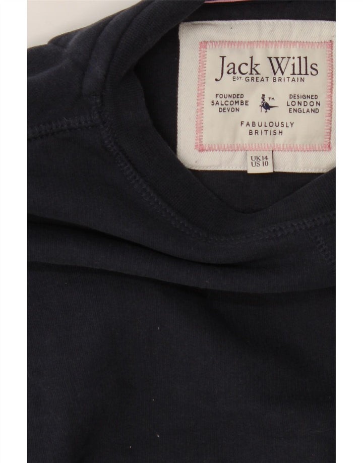 JACK WILLS Womens Crop Oversized Sweatshirt Jumper UK 14 Large Navy Blue Vintage Jack Wills and Second-Hand Jack Wills from Messina Hembry 