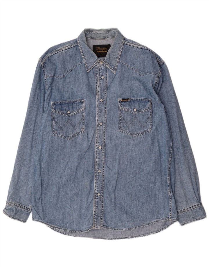 Ανδρικό τζιν πουκάμισο Wrangler XL Blue Cotton Western