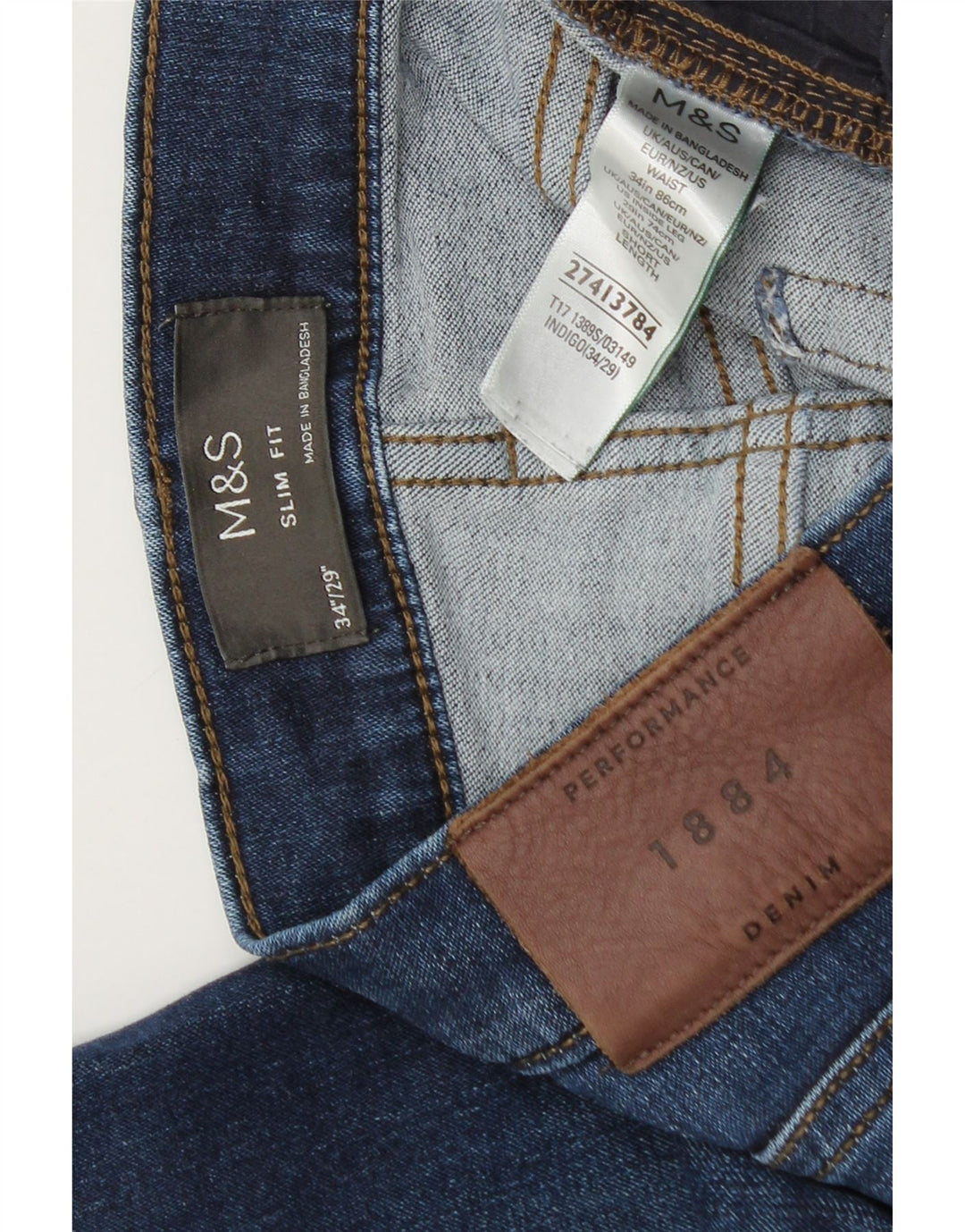 Ανδρικό Slim Jeans Marks & Spencer W34 L29 Blue Cotton