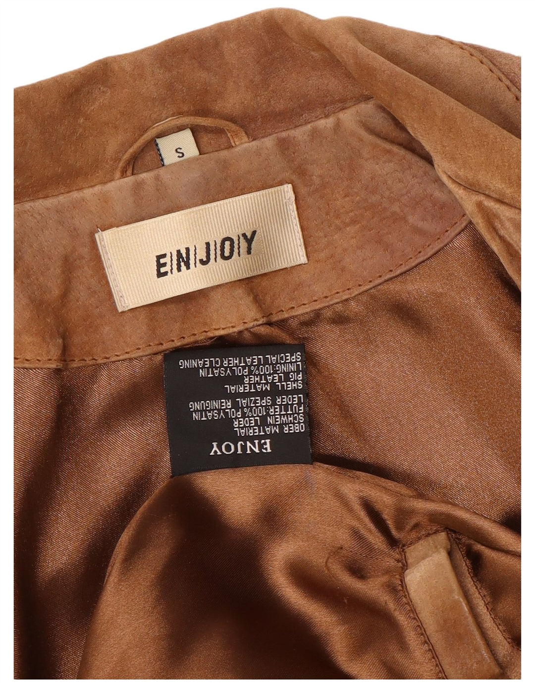 ENJOY Γυναικείο Suede Jacket UK 10 Small Brown Leather