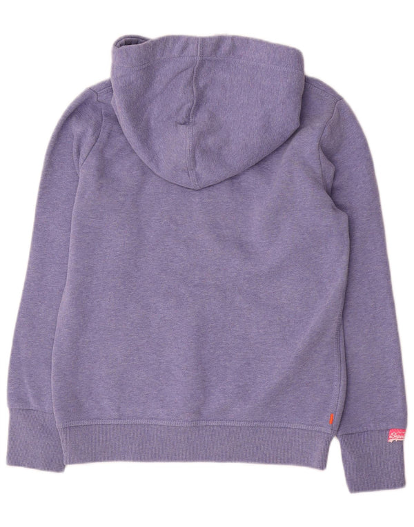 Superdry Γυναικείο Γραφικό Hoodie Jumper UK 14 Medium Purple Cotton