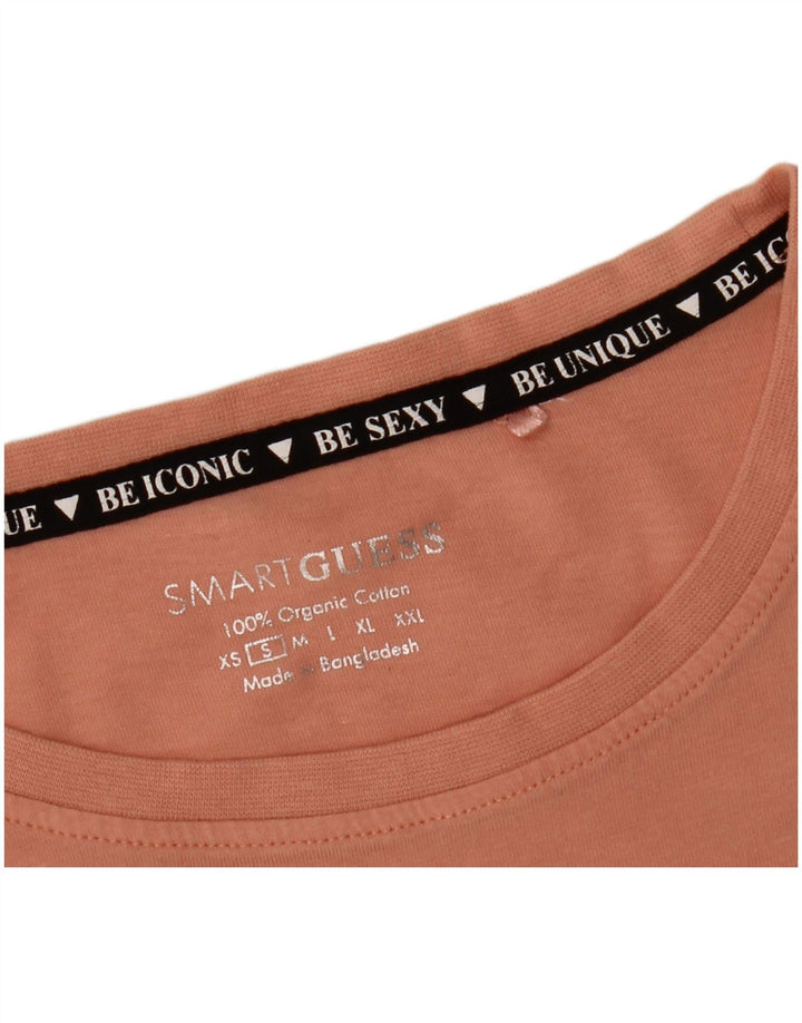 GUESS Γυναικείο γραφικό T-Shirt Top UK 10 Small Pink Βαμβακερό