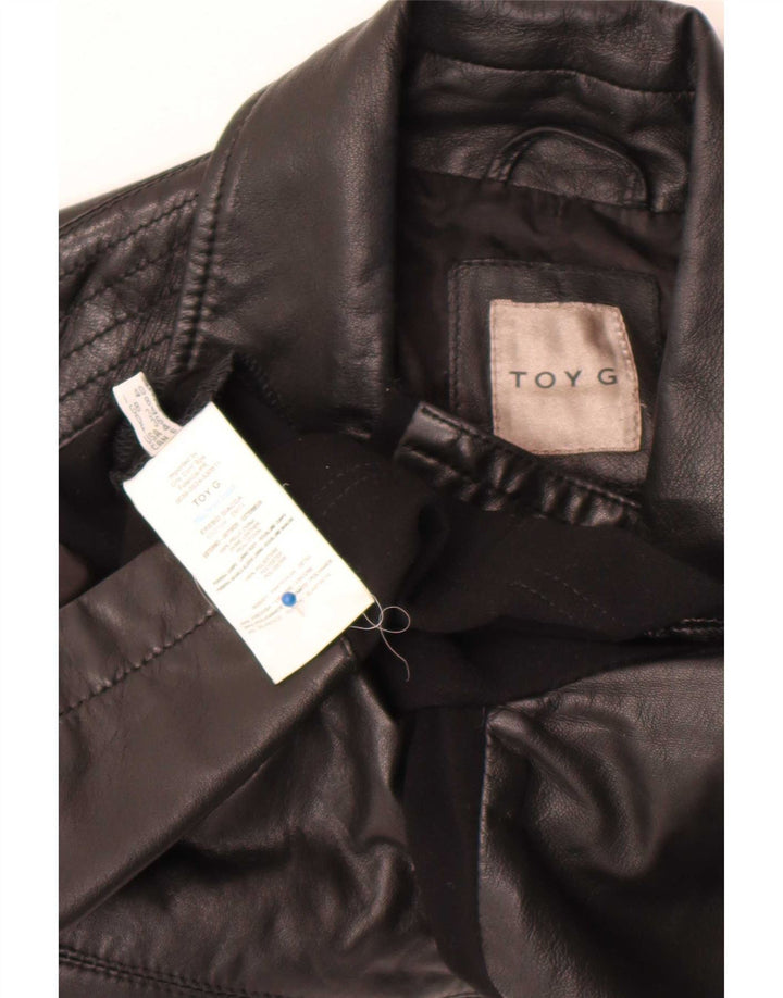 Toy G Γυναικείο Crop Leather Biker Jacket UK 8 Small Black Leather
