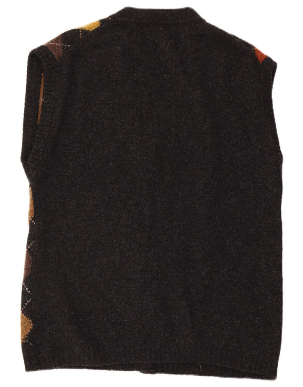 Ανδρικό αμάνικο πουλόβερ με ζακέτα Burlington Medium Black Argyle/Diamond