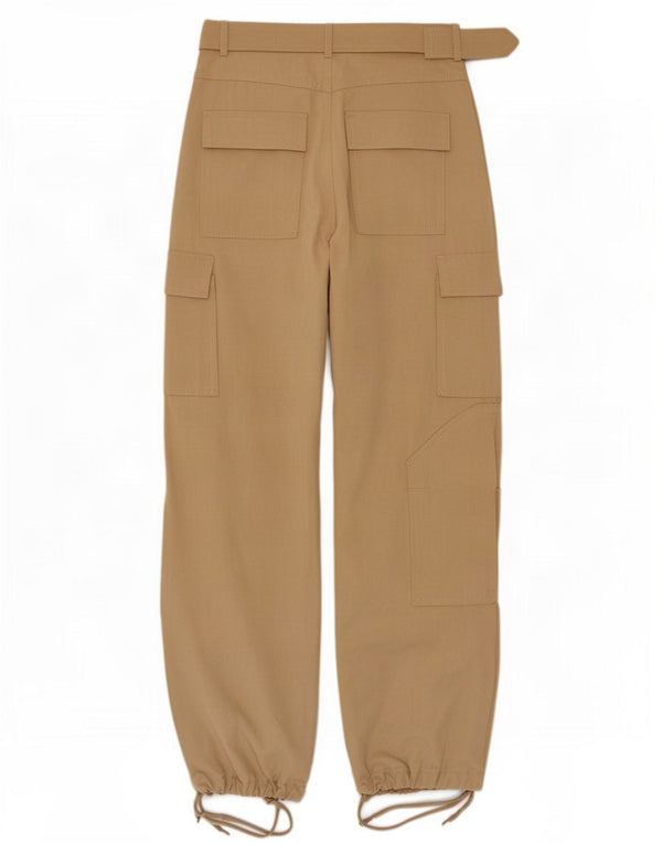 Zara Γυναικεία ψηλόμεση Joggers Cargo Παντελόνι Μικρό W26 L30 Μπεζ βαμβακερό