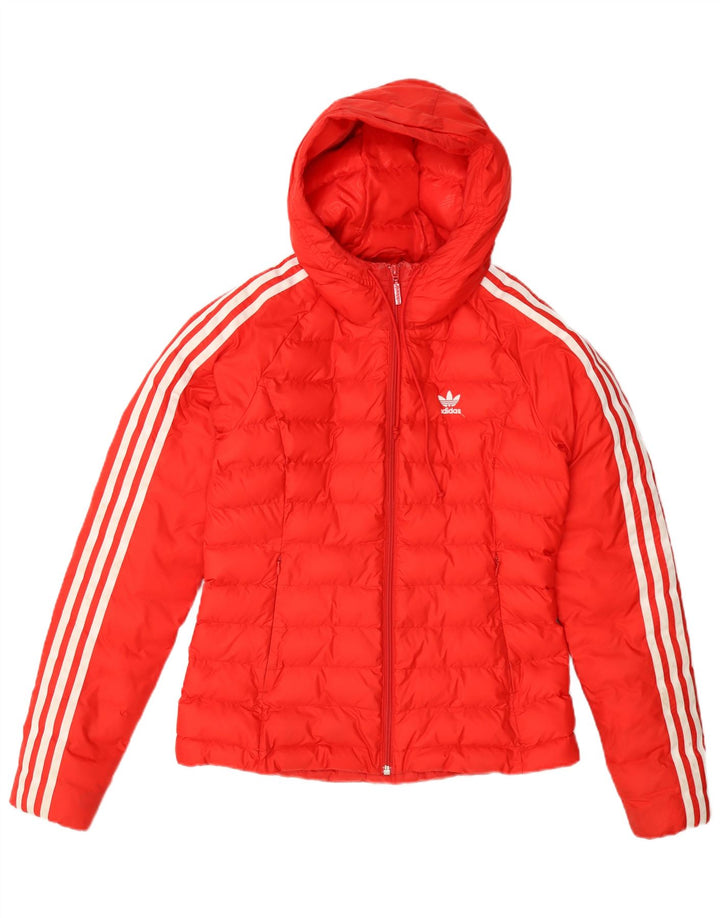 Adidas Γυναικείο μπουφάν με κουκούλα UK 8 Small Orange Nylon