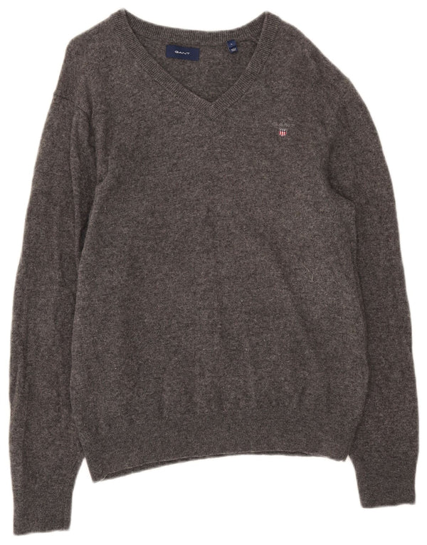 Γυναικείο πουλόβερ με λαιμόκοψη Gant UK 16 Large Grey Wool