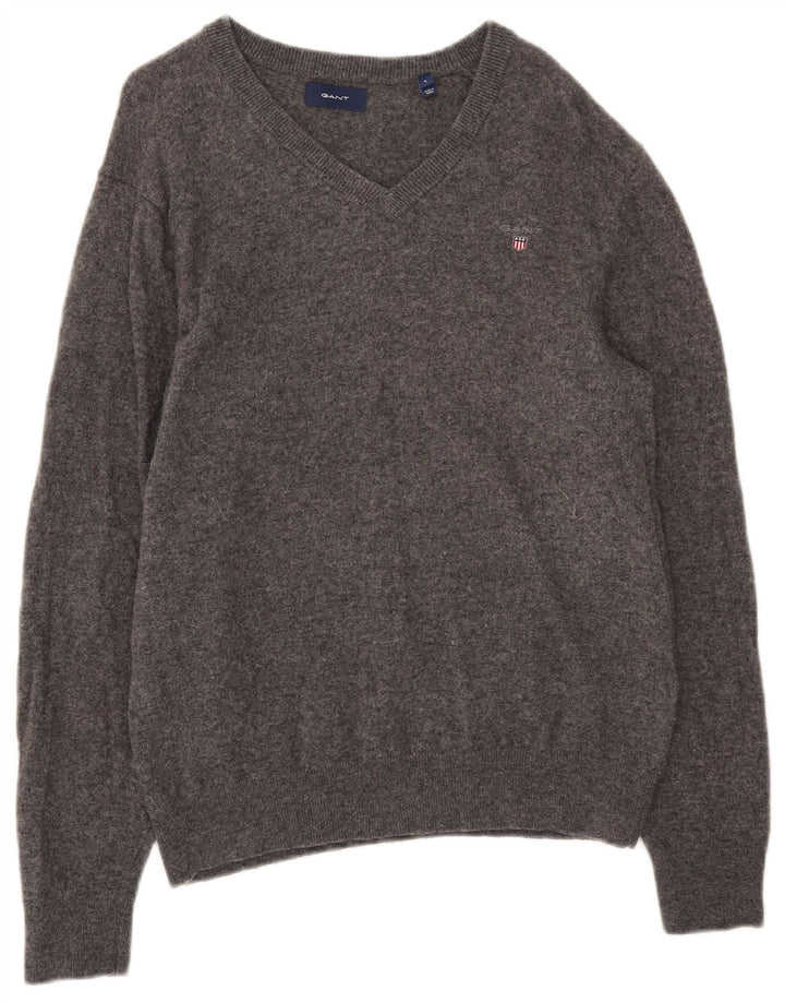 Γυναικείο πουλόβερ με λαιμόκοψη Gant UK 16 Large Grey Wool