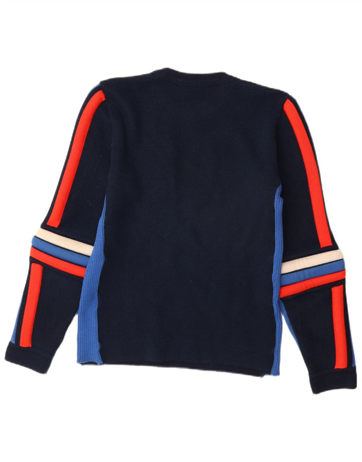 Vintage Ανδρικό πουλόβερ με λαιμόκοψη IT 48 Medium Navy Blue Colorblock