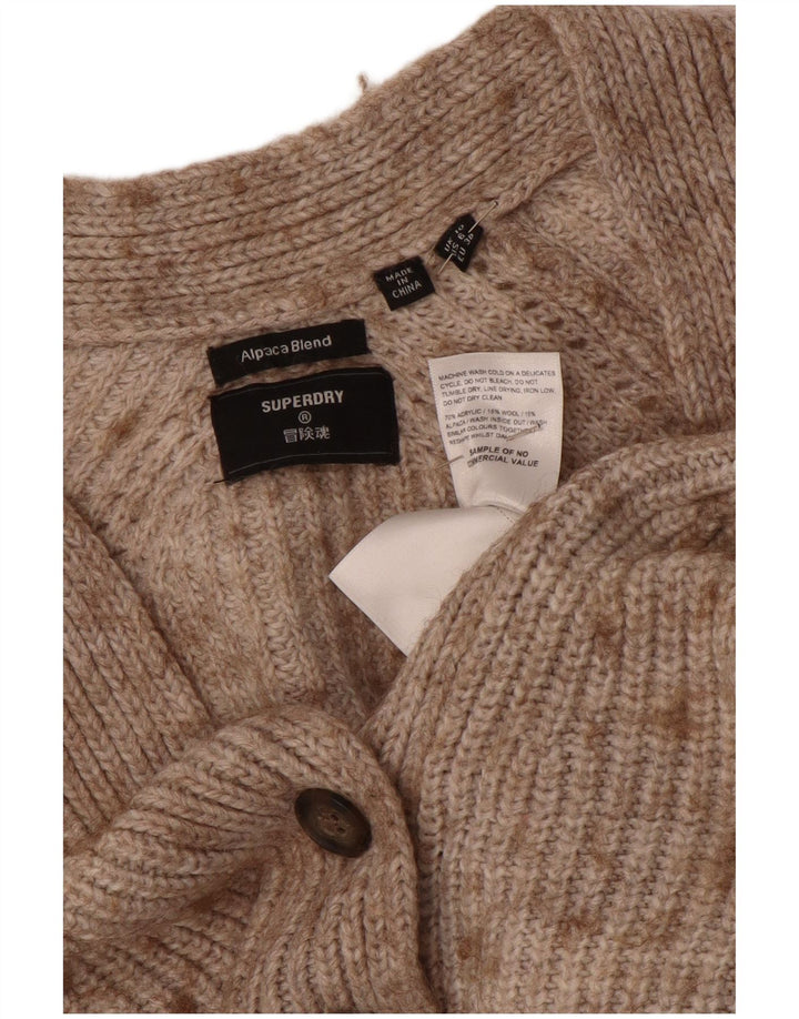 Superdry Γυναικείο Crop Oversized Ζακέτα UK 10 Small Beige Flecked