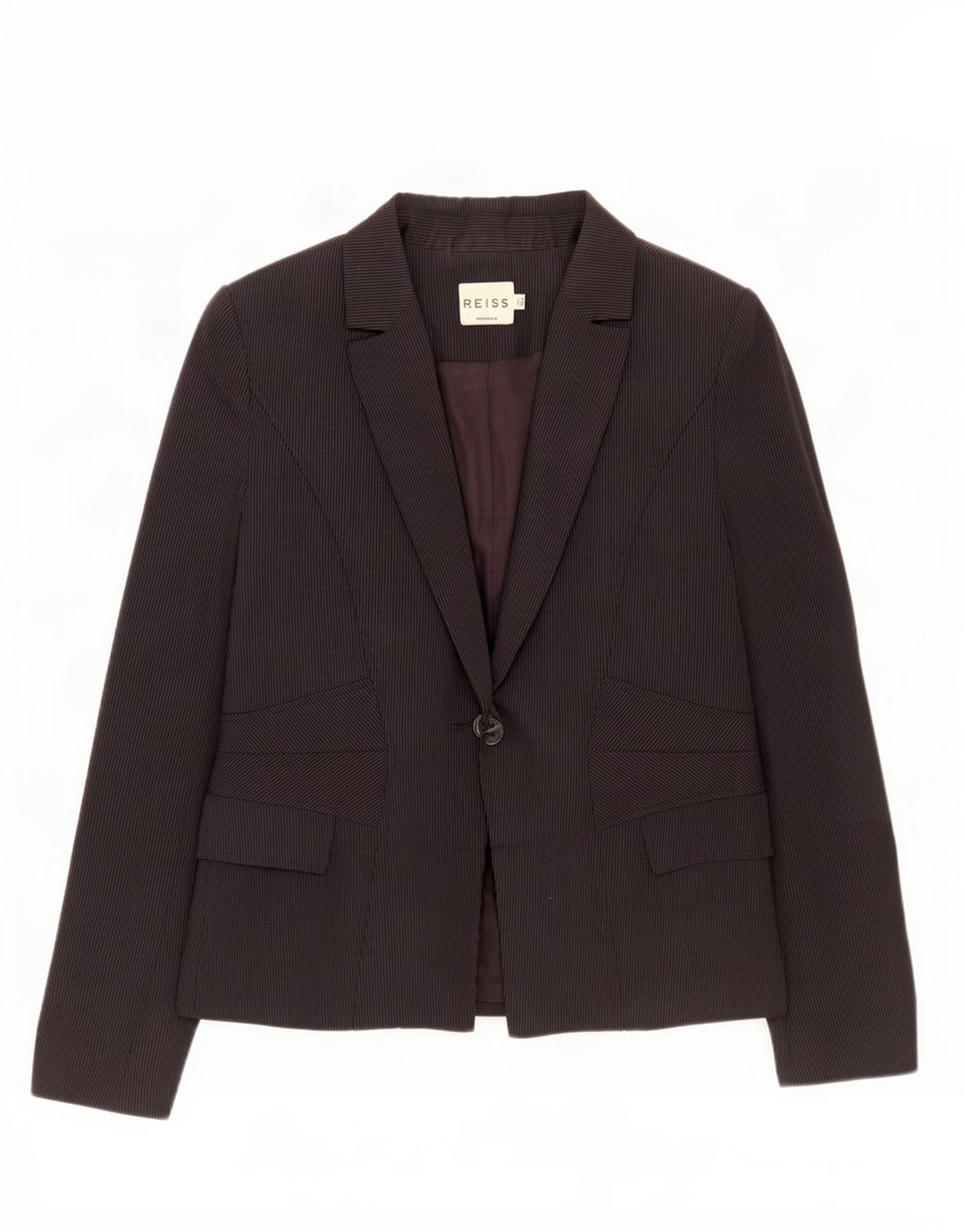 Reiss Γυναικείο σακάκι 1 κουμπιού UK 8 Small Black Pinstripe Viscose