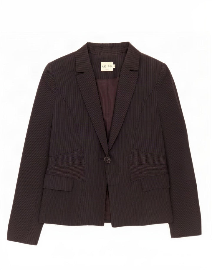 Reiss Γυναικείο σακάκι 1 κουμπιού UK 8 Small Black Pinstripe Viscose