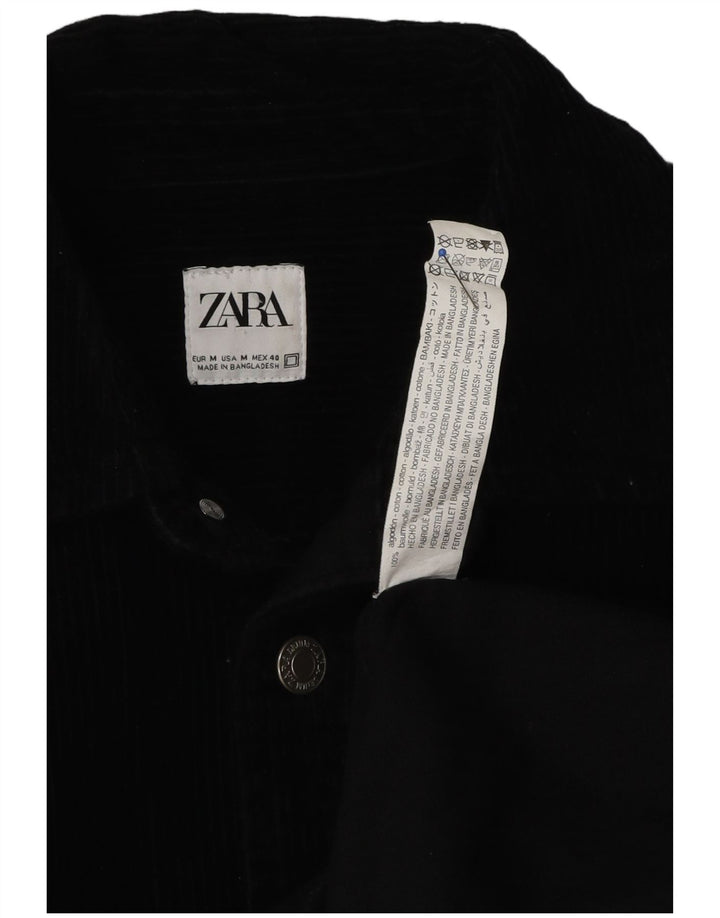 Ανδρικό κοτλέ πουκάμισο Zara, μεσαίο μαύρο βαμβακερό
