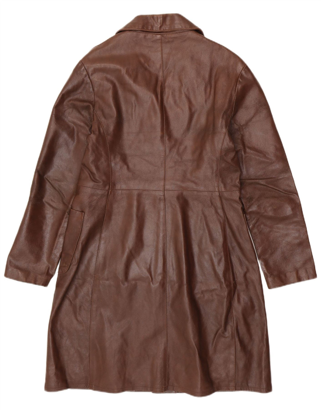 VINTAGE Γυναικείο Δερμάτινο Παλτό UK 18 XL Καφέ Δέρμα